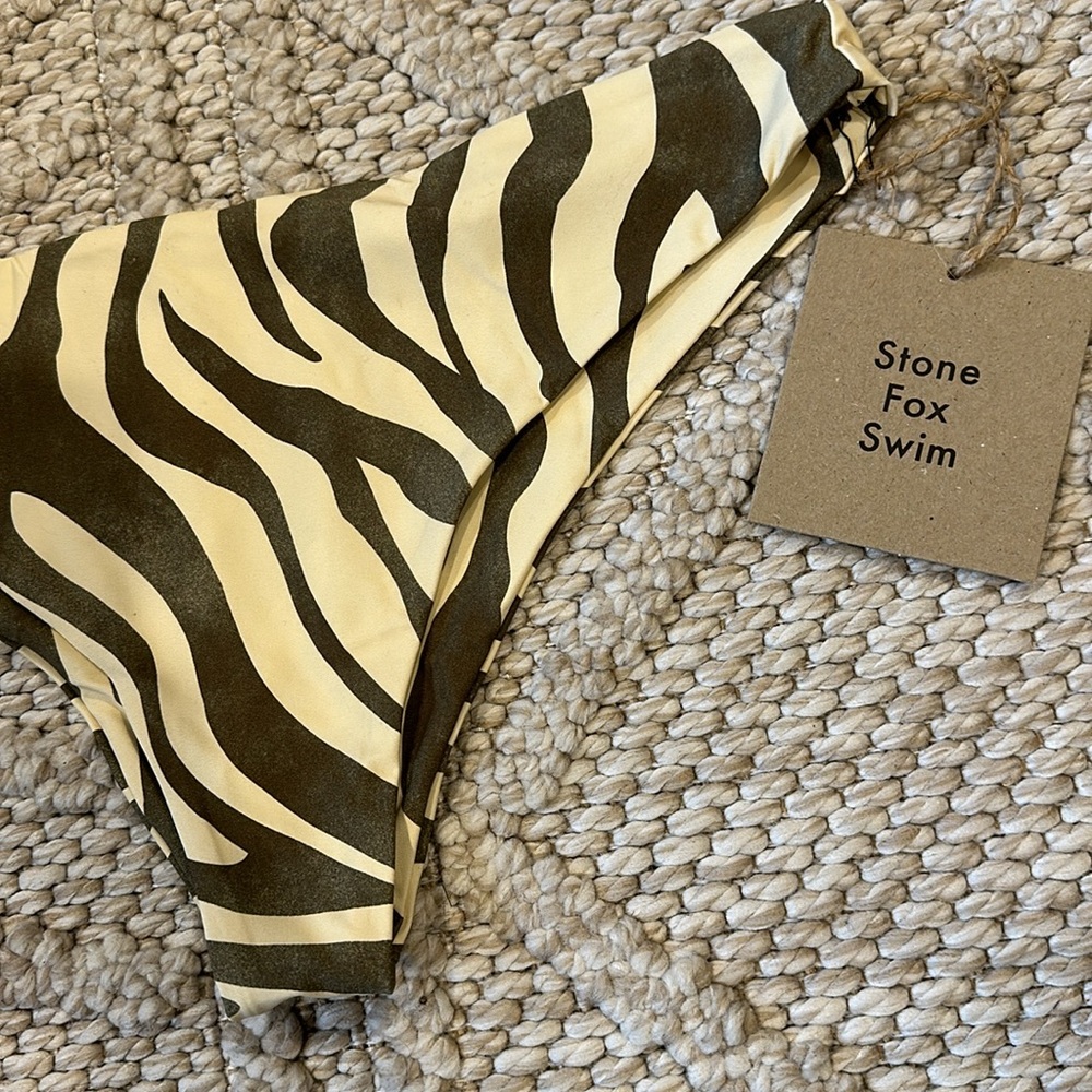 Stone Fox Swim Roca Bikini Bottom in Earth Zebra - Picture 3 of 3
